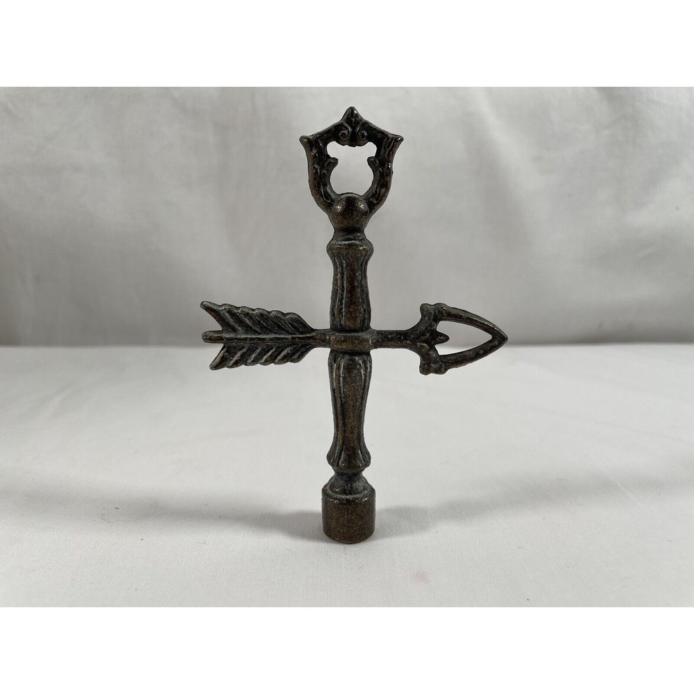 Vintage 1/4”-27 Cast Brass Lamp Finial Arrow Weather Vane Profile #3